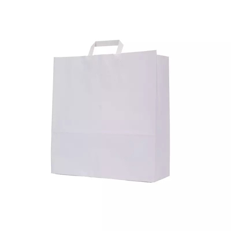 White Paper Bag Flat Handle, 26 x 10 x 36 cm - 250 pcs - packsouq